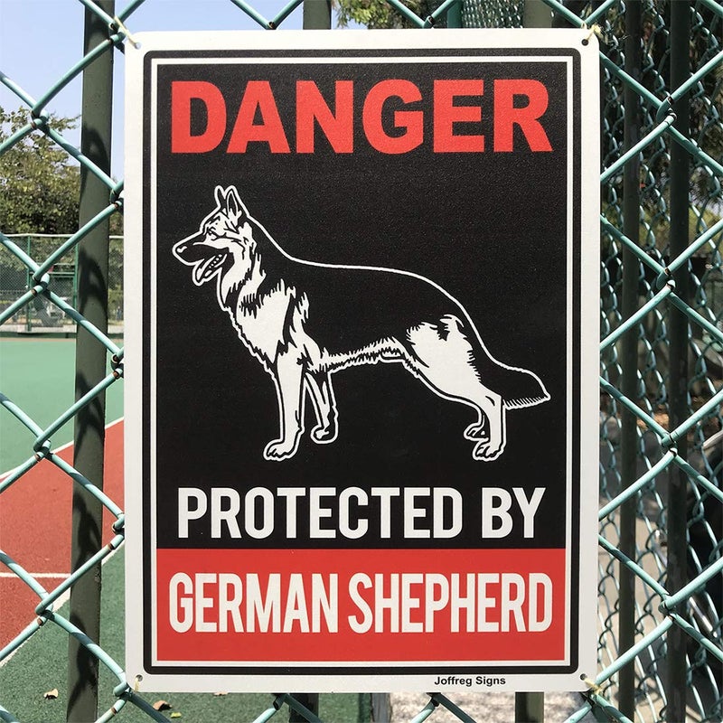Joffreg Protected by German Shepherd Sign,Beware of Dog Sign,14 x 10 Inches,Reflective Aluminum,2 Pack - Image 3
